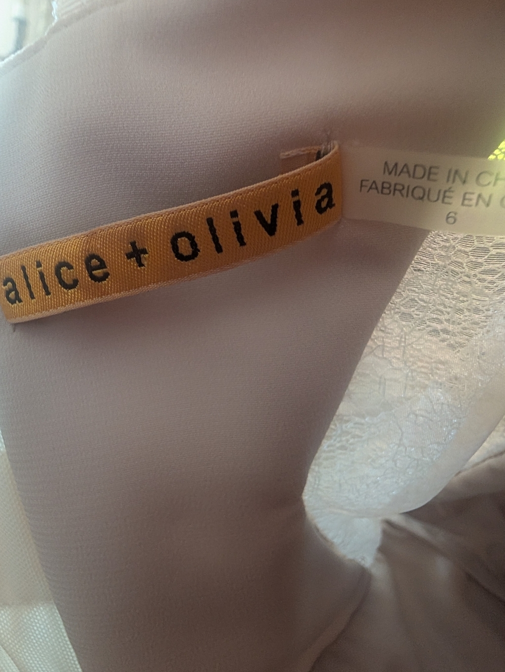 Alice + Olivia Devorah 3D Floral Appliqué Lace Mini Dress Size 6 - Picture 13 of 14